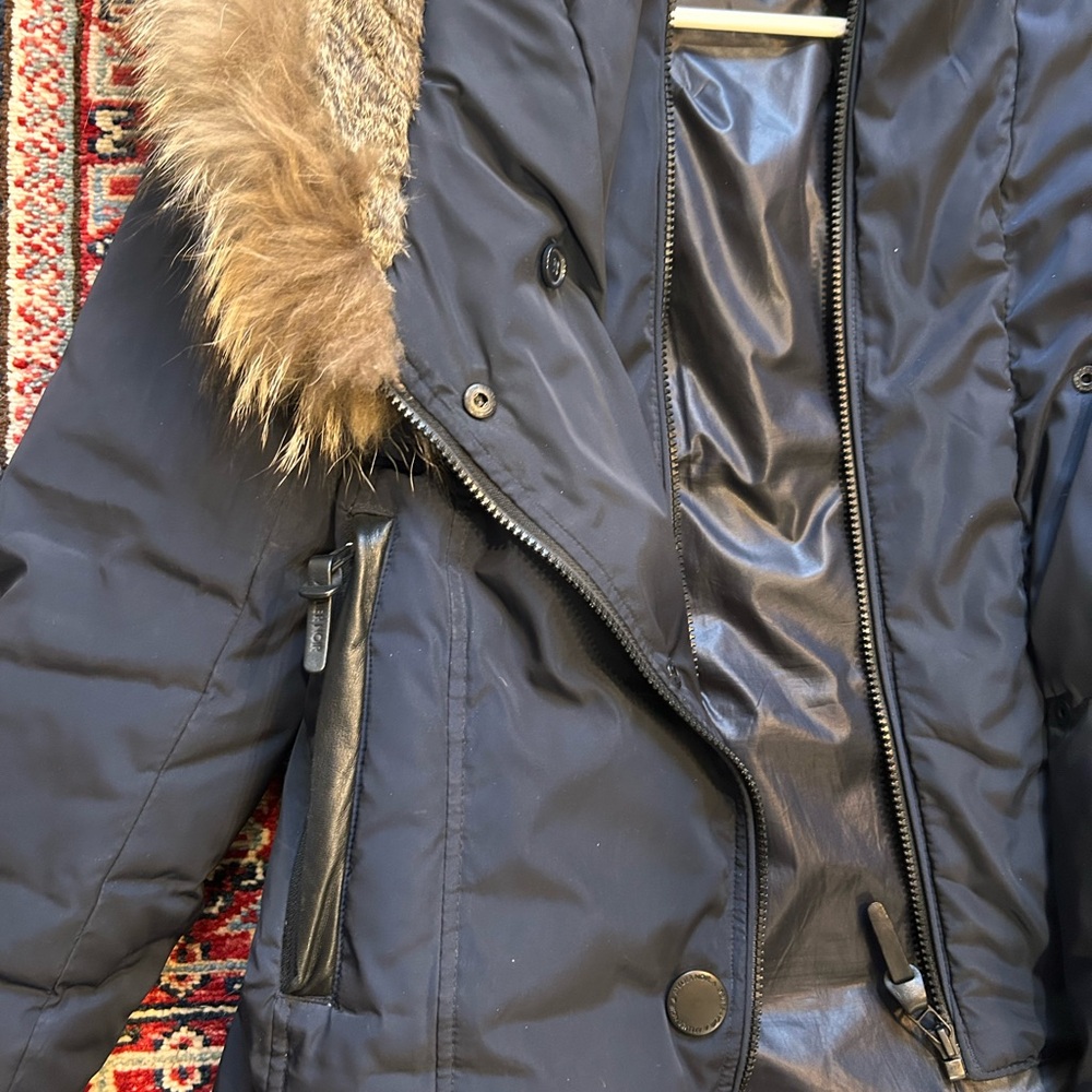 RUDSAK Atelier Noir Navy Blue Puffer Coat with Fur Trim - Picture 4 of 14